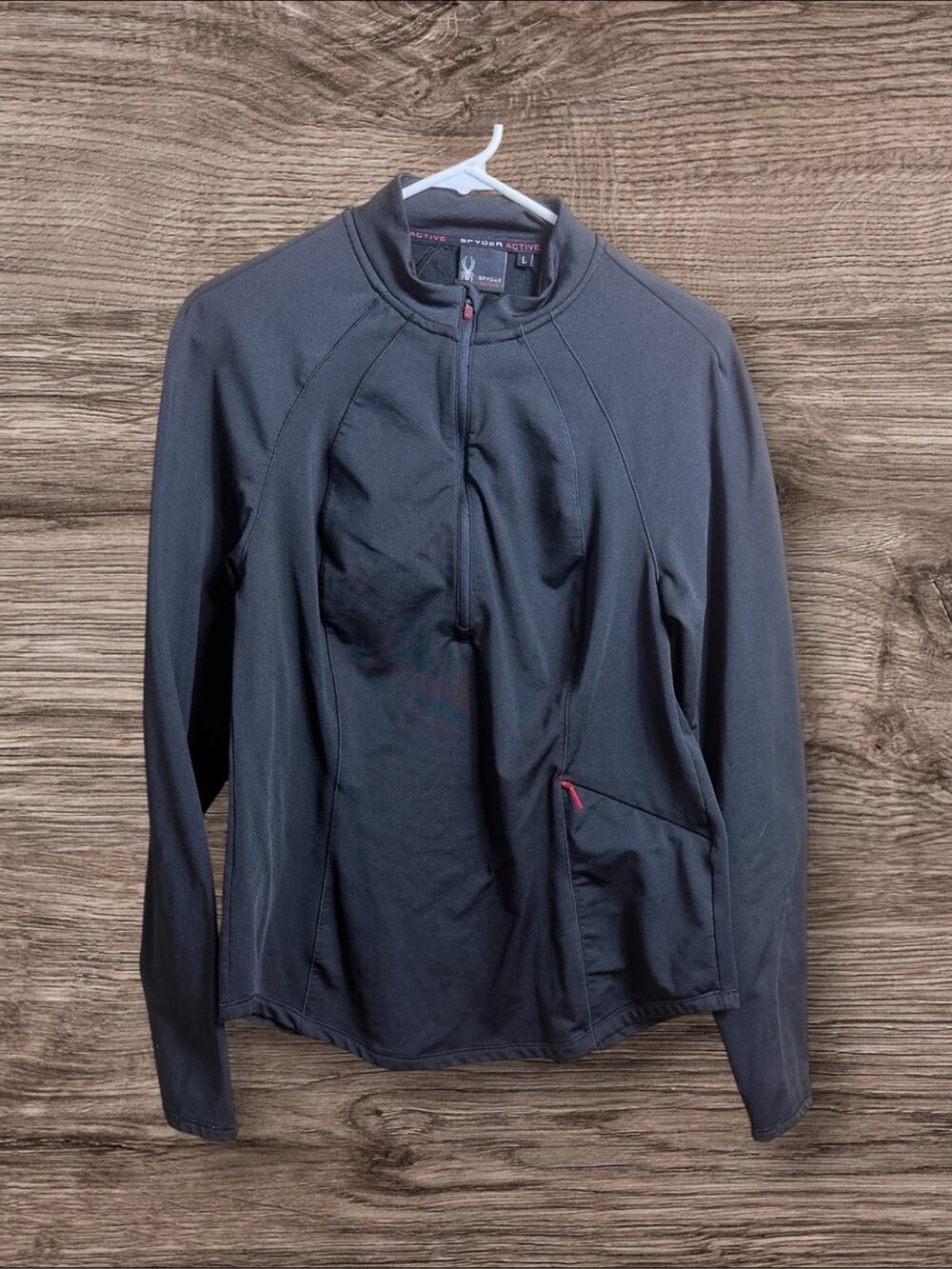 Spider long sleeve black quarter zip pullover. Medium